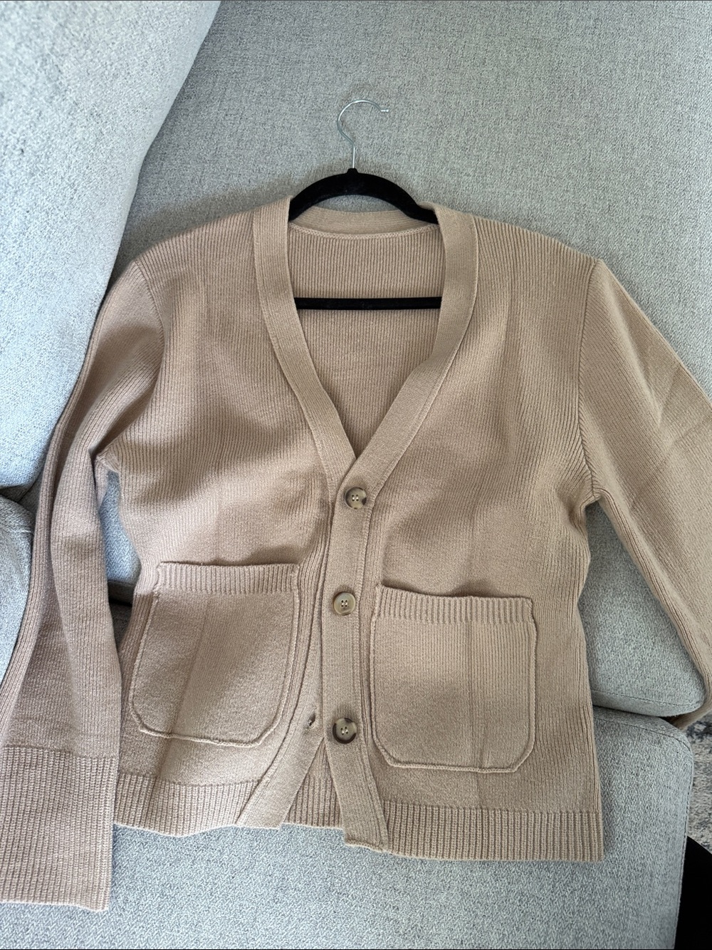 Women’s V-Neck Button Cardigan Sweater - Beige